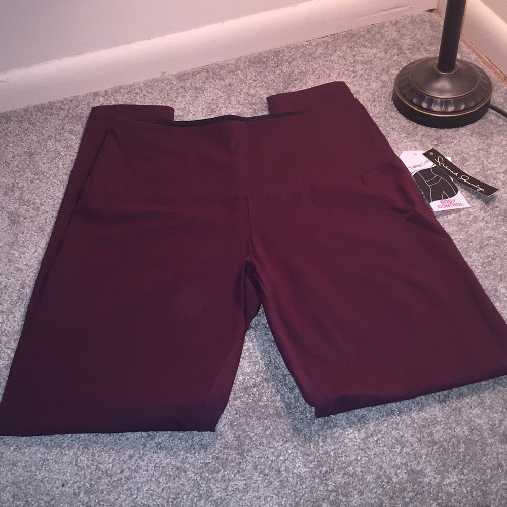 Burgundy body control leggings sz Medium